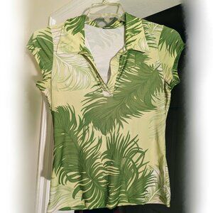 WET SEAL vintage y2k green tropical print collared shirt M